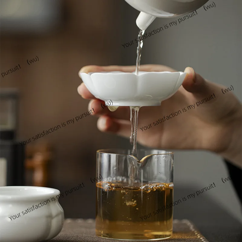 Versatile ceramic tea leak set kung fu  ceremony accessories jade mud white porcelain tea residue filter complete