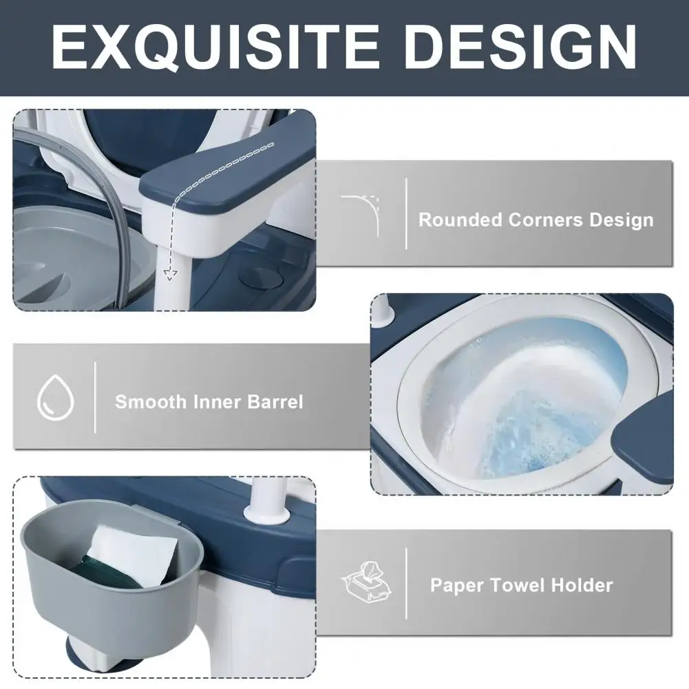 Seniors Adult Potty Chair with Handles,Lids,Strong Load-bearing Elderly Adults BedSide Commode,Adjustable Mobile Portable Toilet