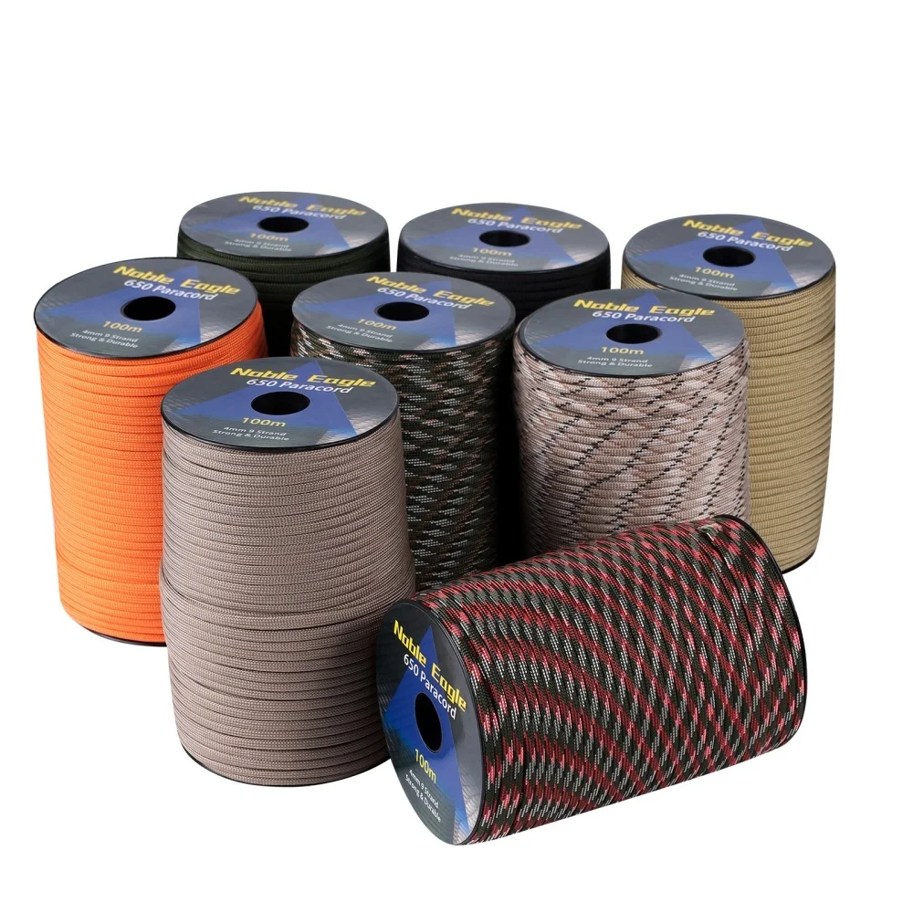 9 Strand 4mm Military Paracord 650 LB Outdoor Survival Tactical Parachute Cord 50m/100m for Camping Weaving Rope