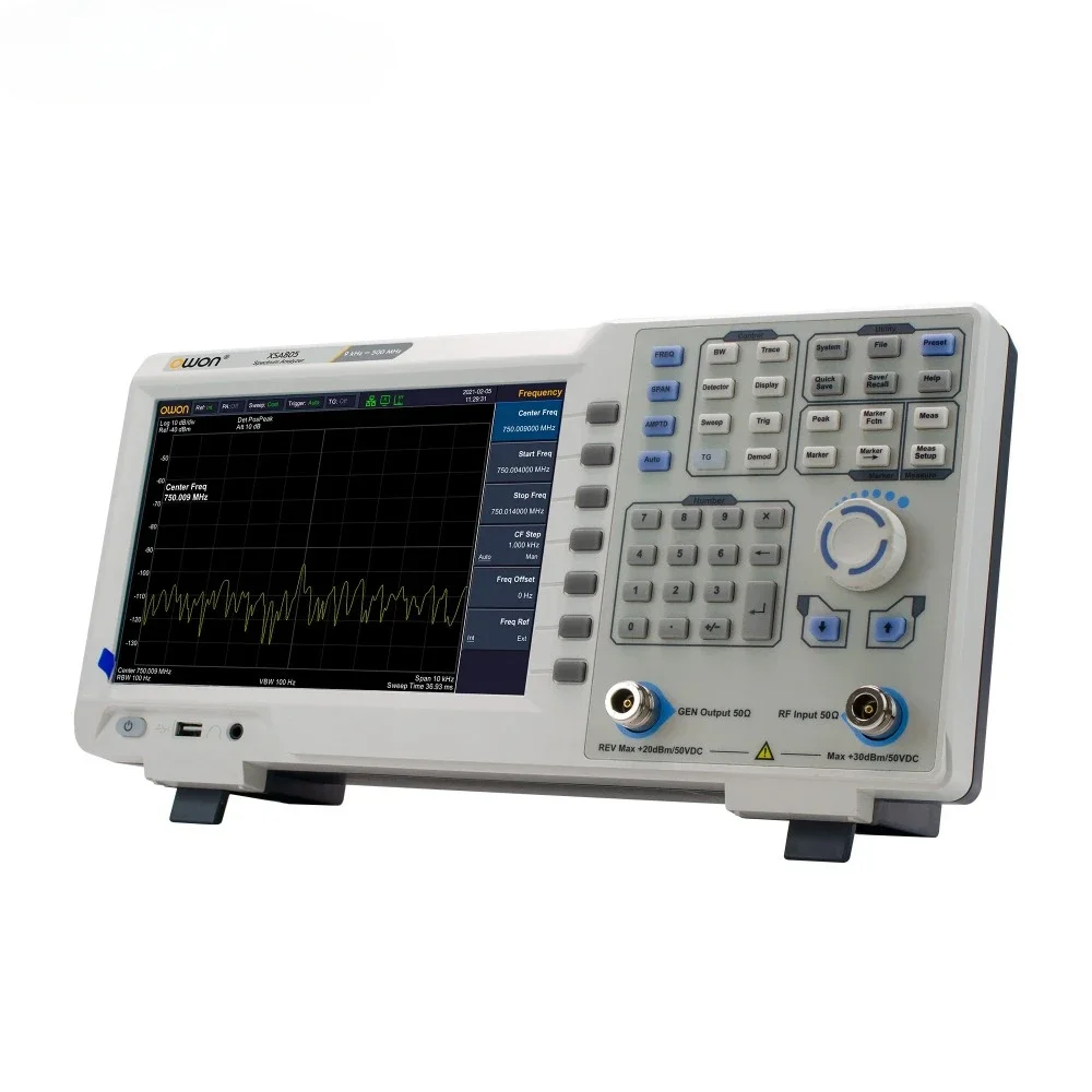 Faixa de frequência do analisador de espectro XSA805 de 9 kHz até 500 MHz Relação de resolução OWON 1280 × 800 9 polegadas LCD EMI Teste XSA805TG