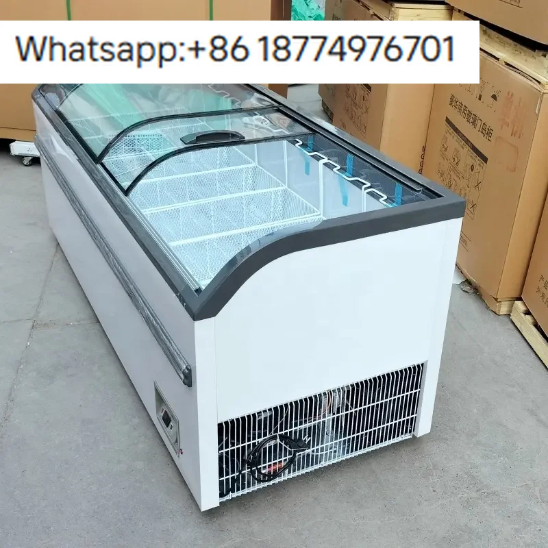 

Двухтемпературный морозильный шкаф-витрина Double Island со стеклянными дверями для мяса, морепродуктов, курицы, мороженого – распродажа