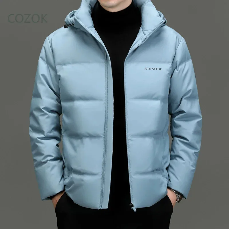 Men's Thickened Jacket Short Down Outerwear Designer Clothing Cold Protection Warm Hooded Luxury Casual