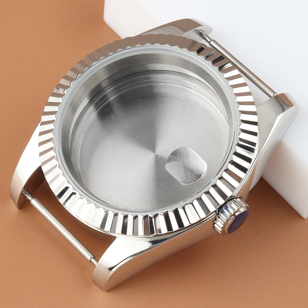 

36mm 39mm Silver Watch Case Waterproof Sapphire glass Fit Seiko NH35 NH36 Movement 28.5mm Dial Stainless Steel Datejust case