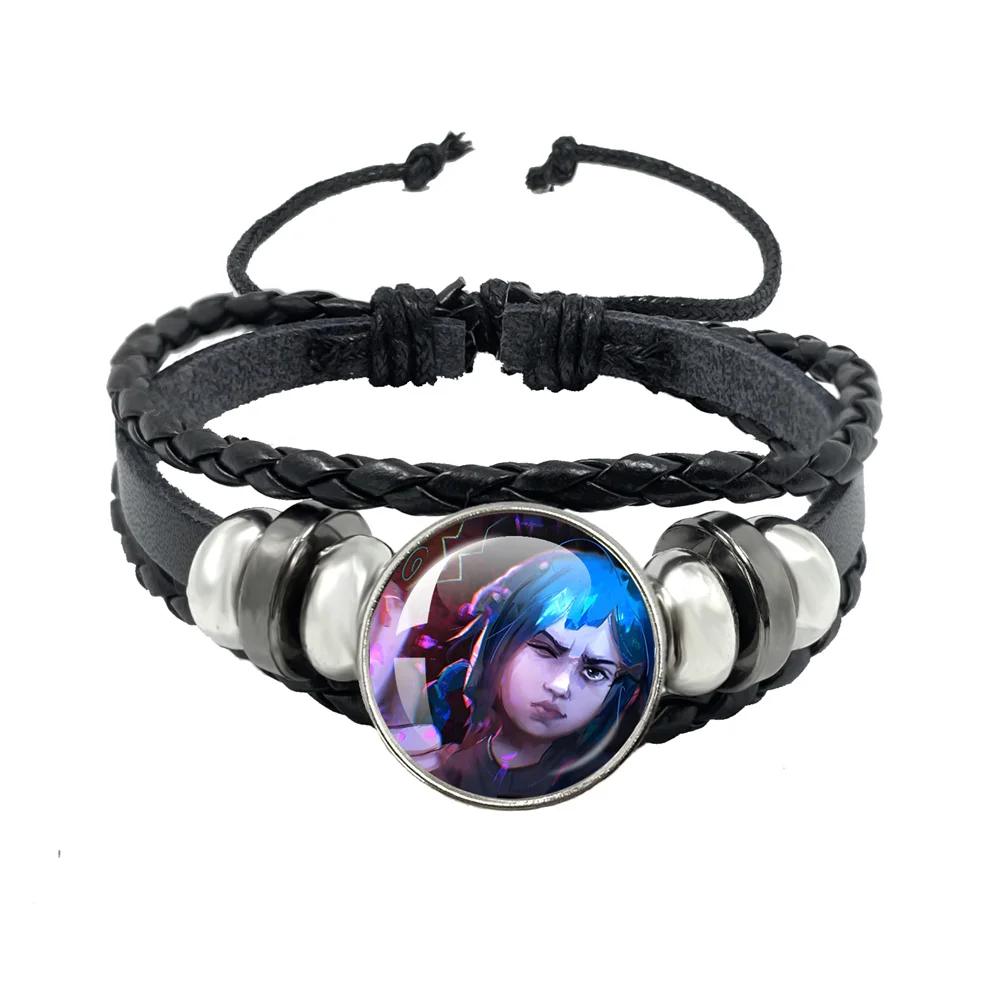Arcane 2 Jinx ekko Leather Rope Bracelet Art Multilayer Braided Bracelets Bangles Handmade Charm Jewelry - view 5