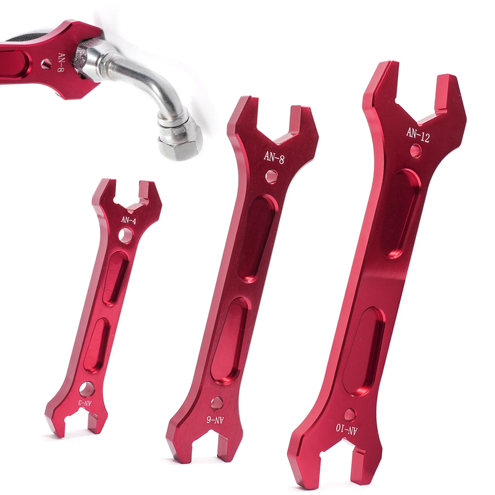 

AN Double End Wrench Set Anodized Aluminum Fitting Tool for AN3 to AN20 Hose Ends 7PCS Color (AN3-AN20) / 3PCS Red (AN3-AN12)