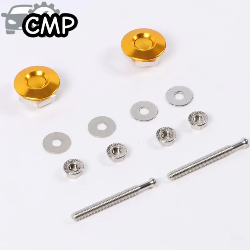 2pcs/lot Golden Push Button Quick Release Hood Pins Bonnet Lock Clip Car Engine Cover Universal Lock Latch
