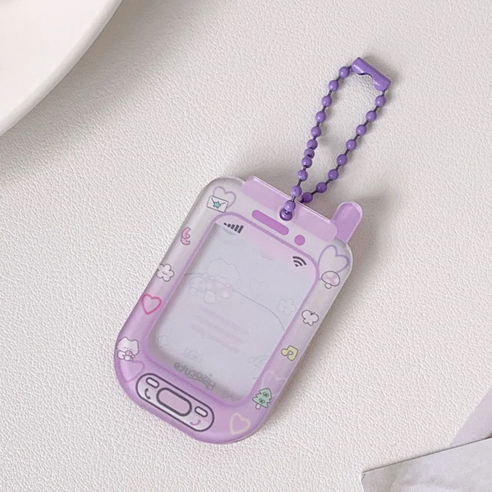 

Cute Transparent Photo Card Display Sleeves Students Gift Keychain Badge Holder Bag Charms Photo Frame Pendants