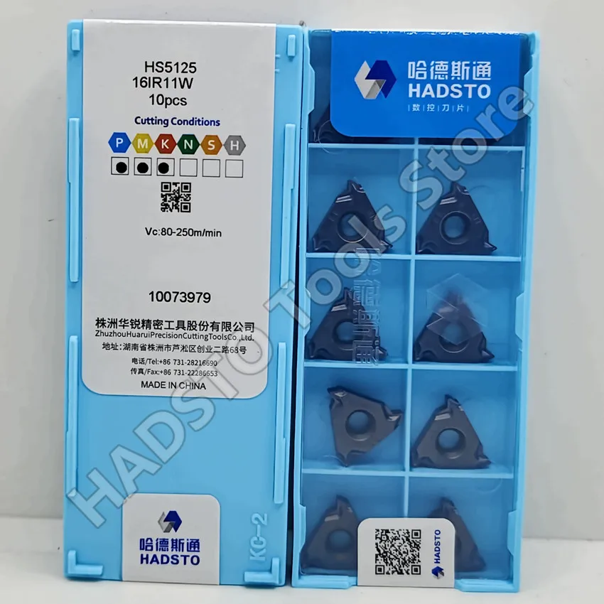 

16IR11W HS5125 16IR 11W 16IR HADSTO CNC blade carbide inserts Threaded inserts For Steel, Stainless steel, Cast iron 10pcs/box