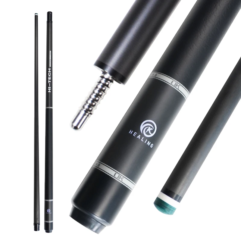 

OKHEALING Pro Carbon Fiber Pool Cue 12.5mm Leather Tip Radial Pin Joint 19-20oz Adjustable Weight Low Deflection