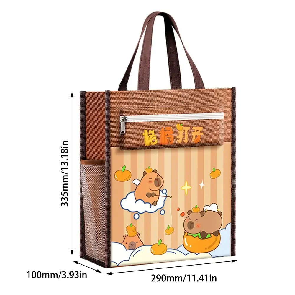 Multifunction Large-capacity Tote School Bag Five-layer Canvas Tutorial Bag Capybara A4 File Bag boys girls