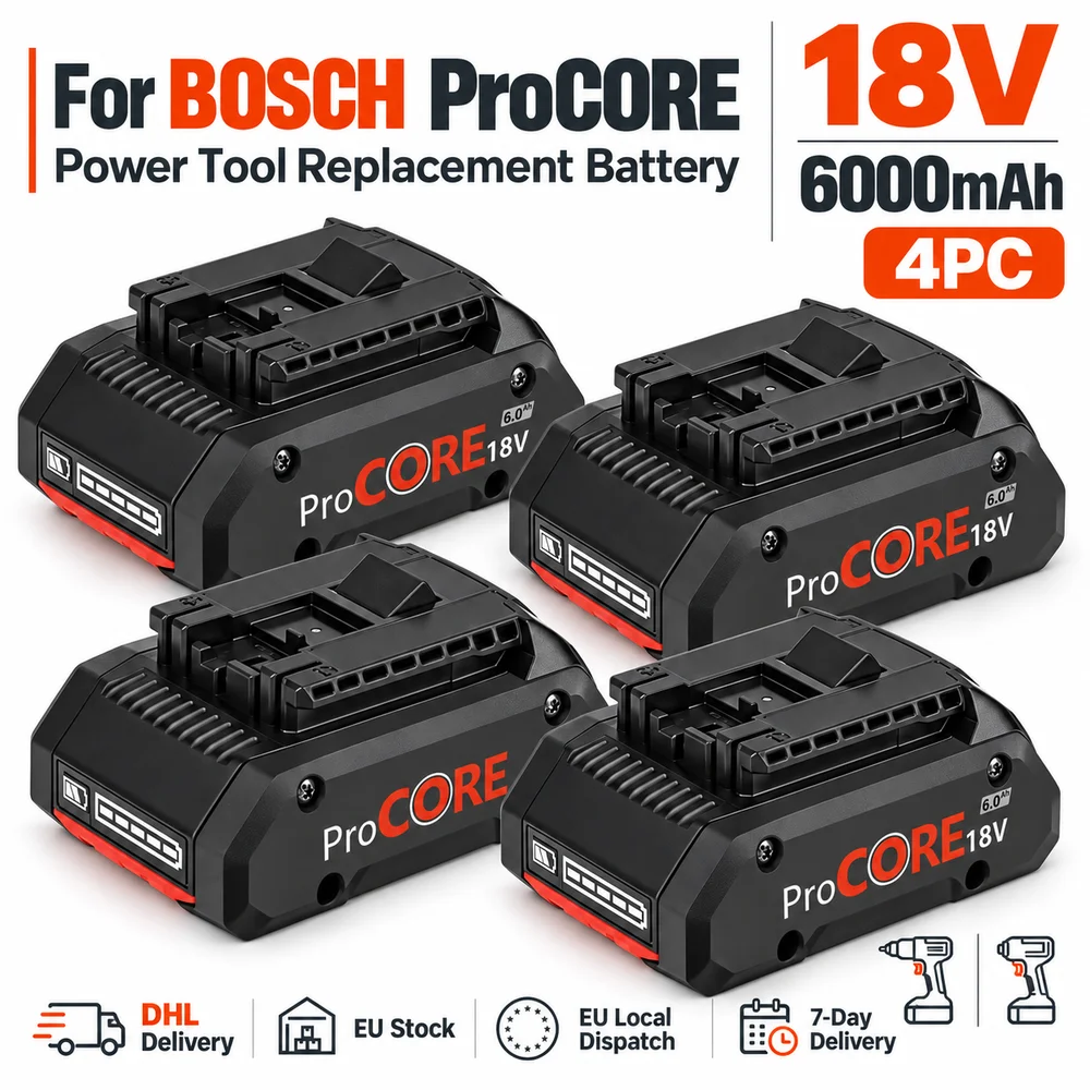 Image of Kompatibler Ersatz-Akku für BOSCH ProCORE, 18V 5000mAh / 6000mAh / 10000mAh Optionen, Modell GB-PT-18V-5000MAH600-21700, 1PC-4PC und Ladegerät-Optionen