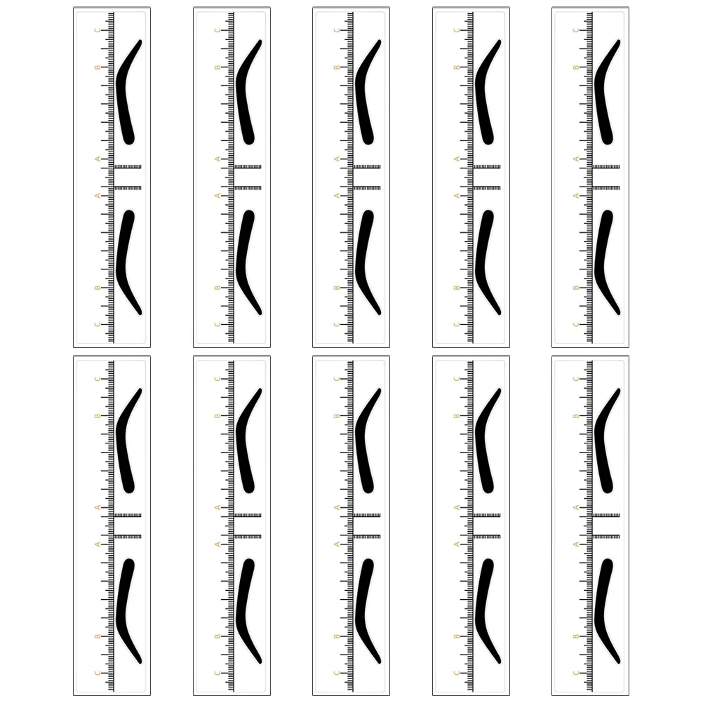 10Pcs Eyebrow Ruler Flexible Stencil Template Guide Tool for Makeup Beginners Experts Eyebrow Mapping Measuring Tool Symmetrical
