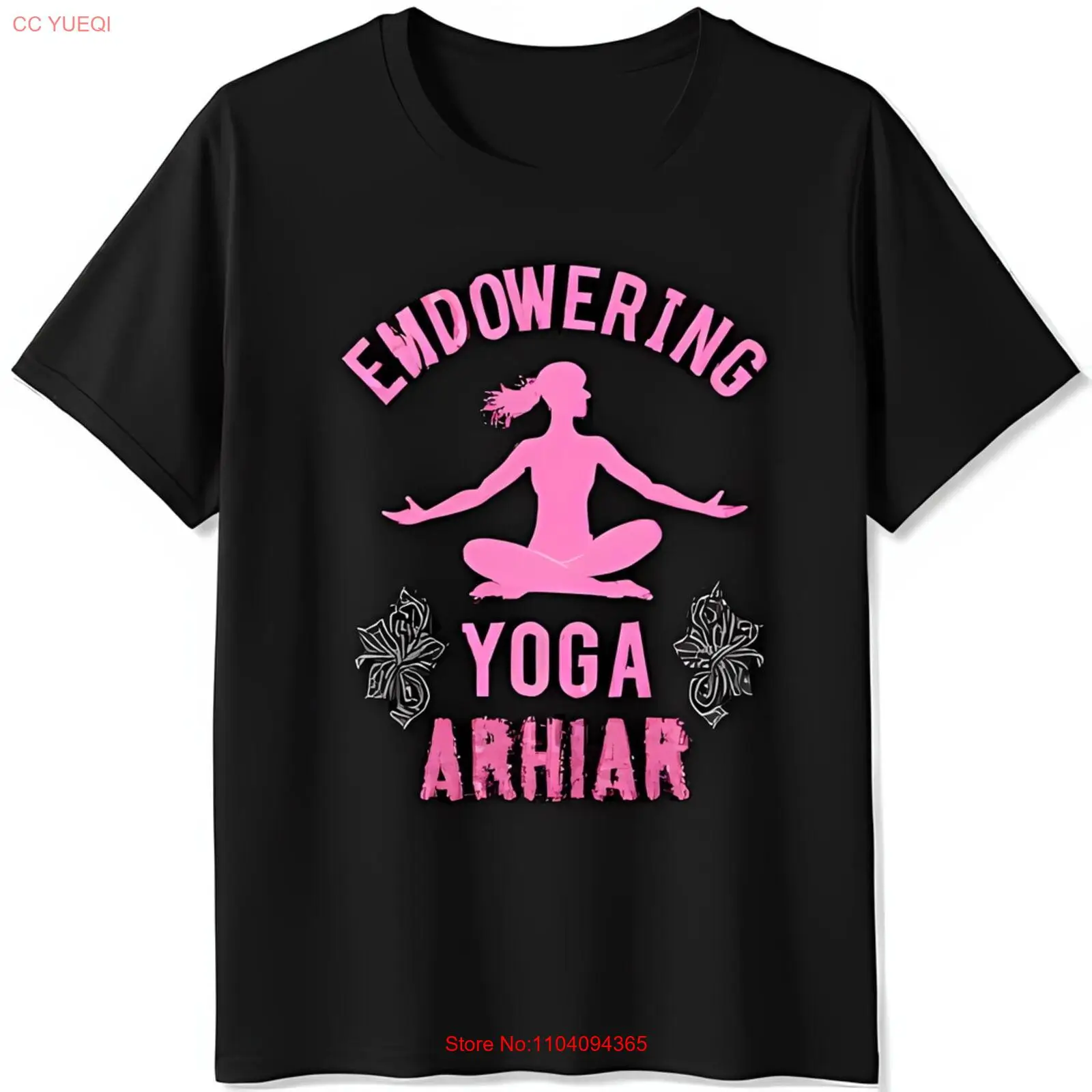 Empowering Yoga T-Shirt for Women Black Tee with Pink Script