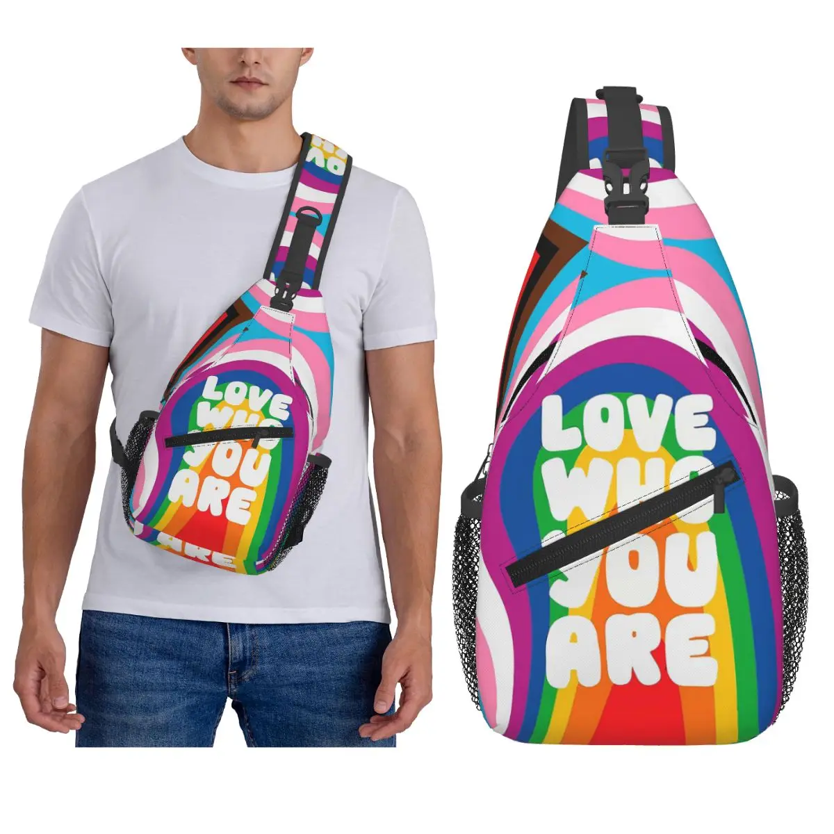 

LGBTQ Pride Printed Chest Bag Men Sling Crossbody Backpack Chest Bag Traveling Hiking Daypack Shoulder Bag