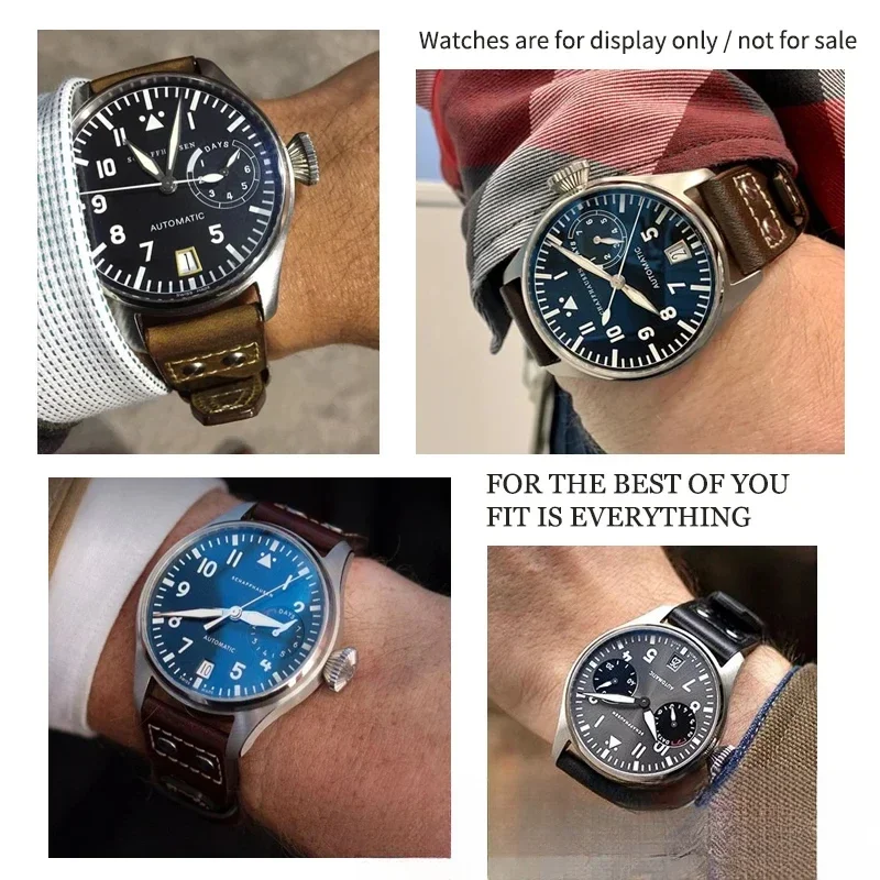 Кожаный ремешок для часов с заклепками 20 мм, 21 мм, 22 мм, подходит для часов IWC TOP GUN Big Pilot Spitfire Hamilton, черный, коричневый ремешок для часов