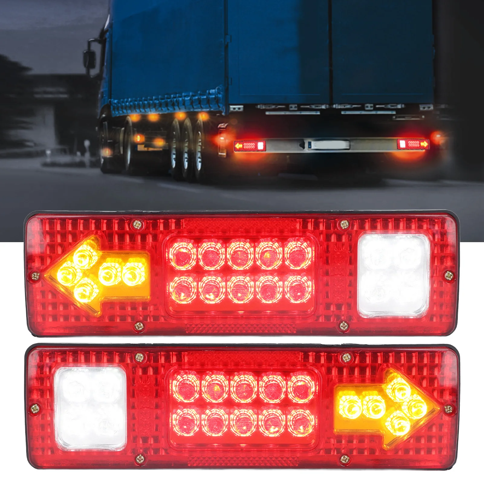 2Pcs 12V LED Tail Light Taillight Turn Signal Indicator Stop Lamp Rear Brake Light For Car Trailer Trucks Caravans Boats Campers