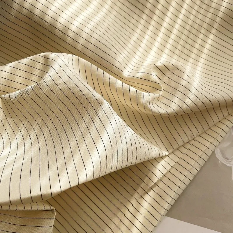L100cm X W150cm Vintage Apricot Striped Fabric Shirt Uniform Clothes Pants Tablecloth Fashion DIY Craft Material Garment Textile