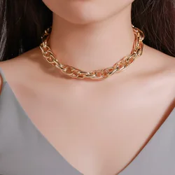 Thick Chain Retro Exaggerated Necklace Double Personality Clavicle Chain Hip-Hop Women Birthday Party Jewelry Gifts