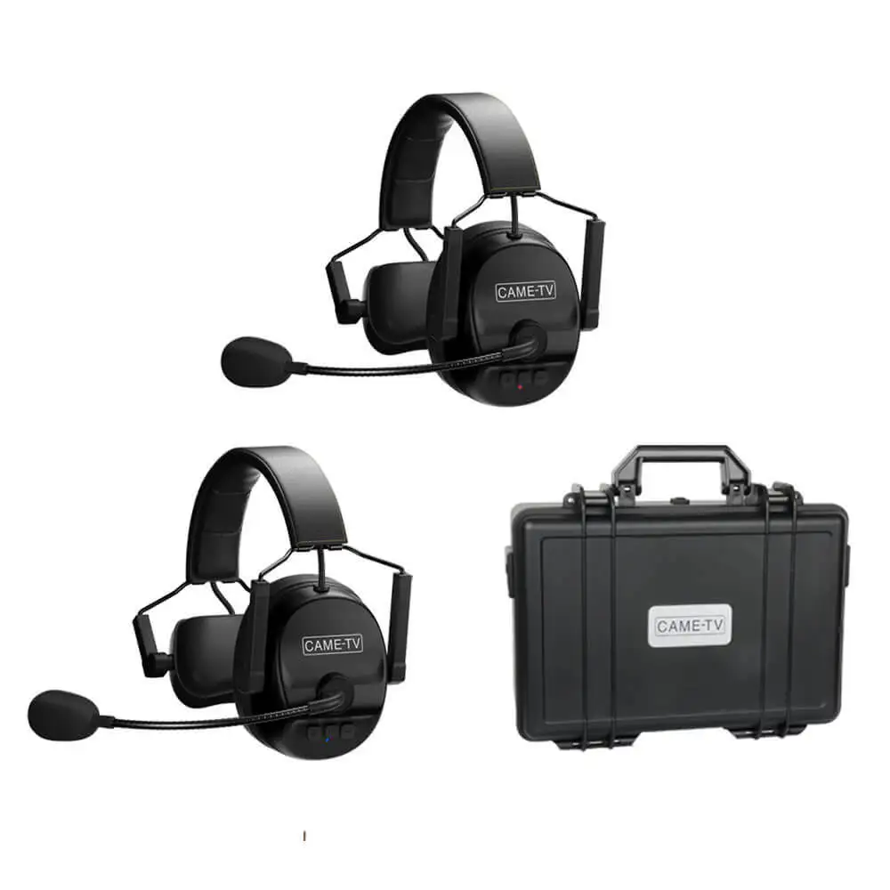 CAME-TV Kuminik8 1.9G Single Ear Duplex Digital Wireless Foldable Headset 2 Pack Communicator Wireless Intercom System