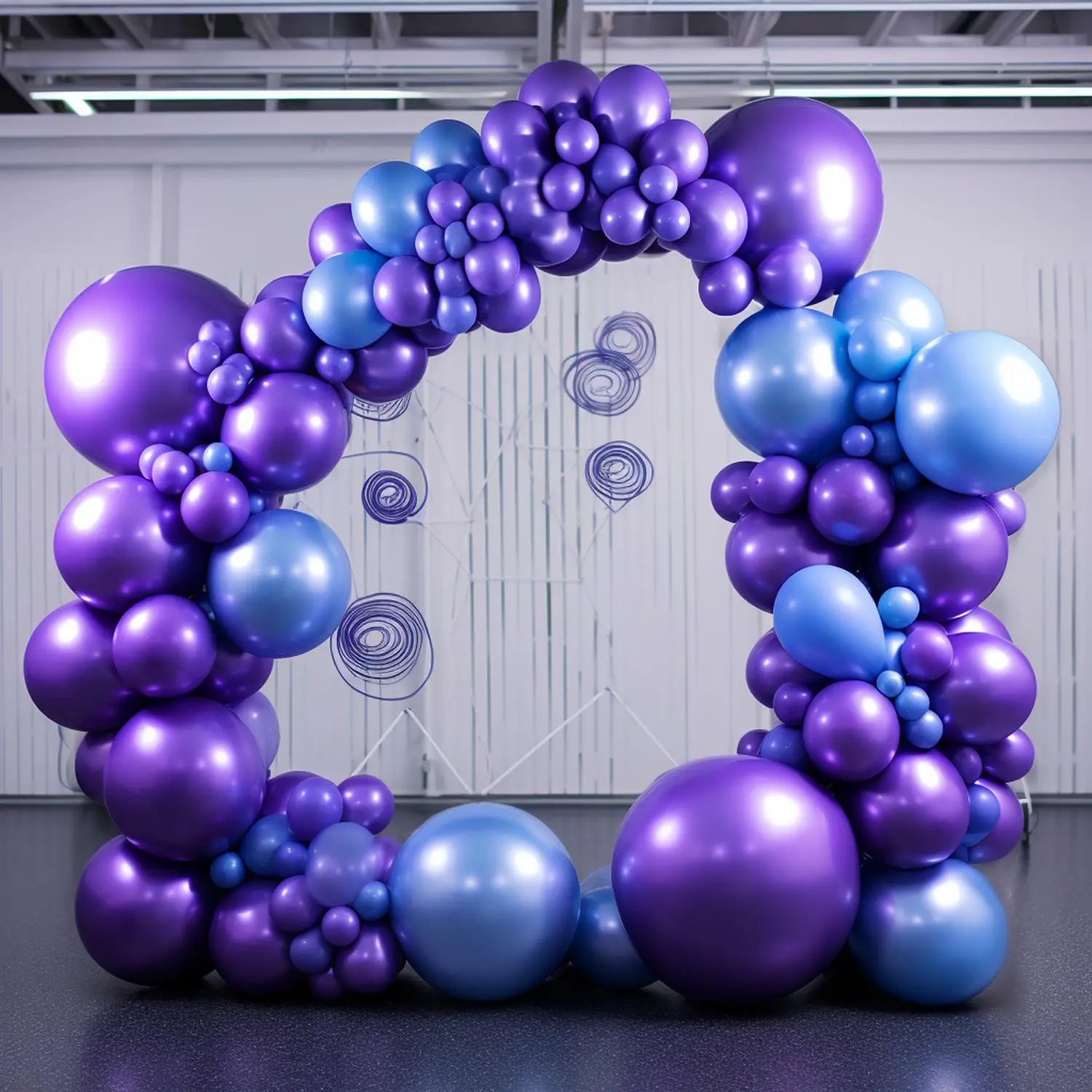 85pcs Set 12 Inch Purple Latex Latex Balloon 32.8ft Blue Aluminium Foil Hanging Swirls Latex Party Balloons For Birthday Party