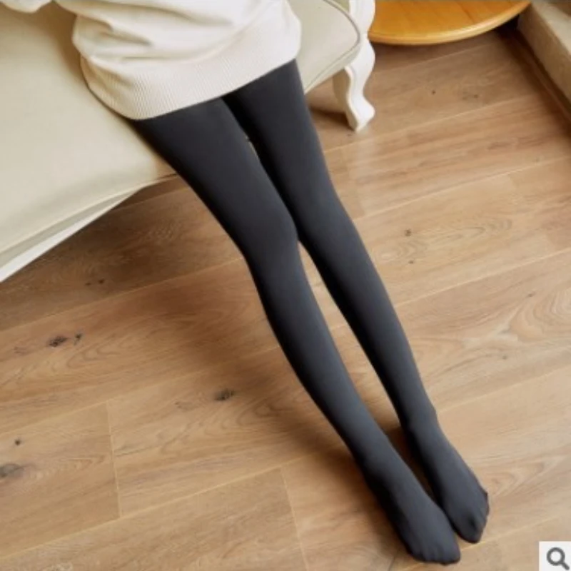 طماق النساء الخريف والشتاء عالية الخصر السراويل المتكاملة اللؤلؤ الصوف طماق الصوف سميكة السراويل الحرارية القدم #4