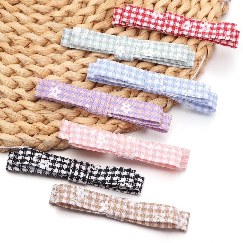 5 Stück/Set Polyester Blumenmuster Gerade Schleife Bunte Schleife DIY Mädchen Kinder Haarspange Haaraccessoires Näh- und Kleidungsdekoration – Detail 6