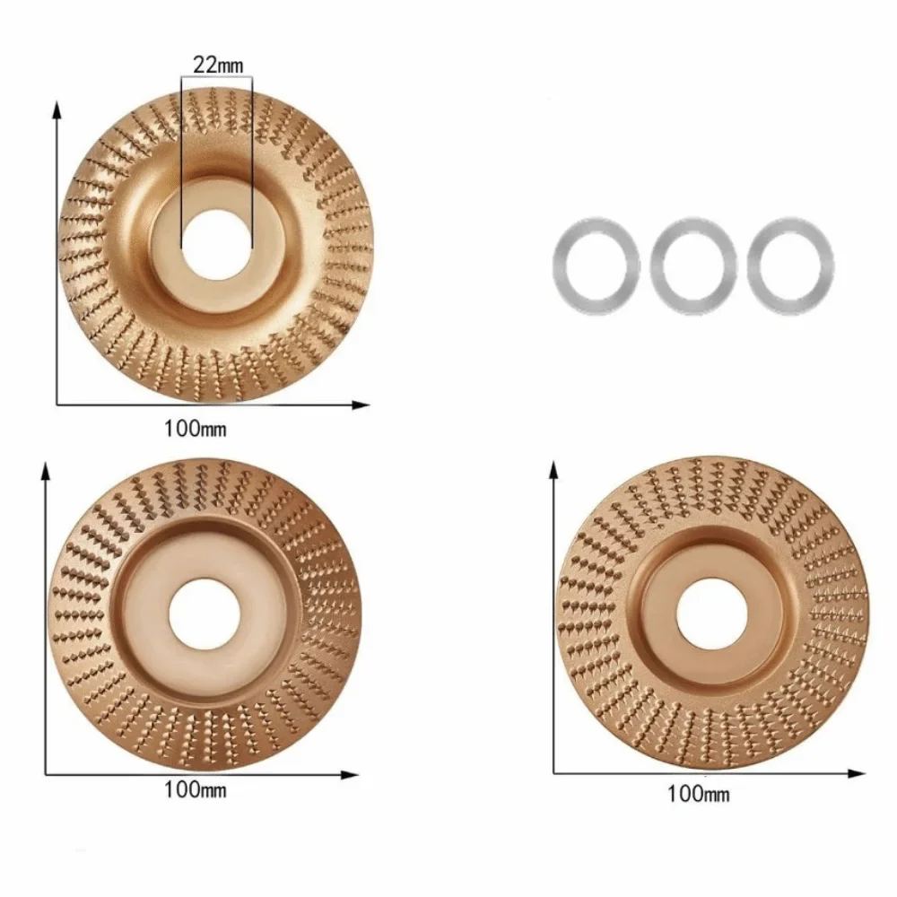 HLH 3Pcs 16/22mm Inner Diameter Angle Grinder Polishing Pad Flat Curved Inclined Disc Durable Tungsten Carbide Grinding Wheel