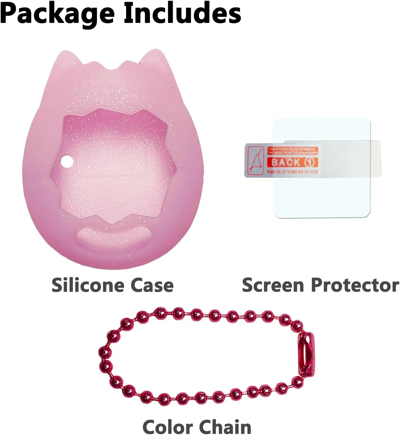 Silicone Protective  Cover Case and Screen Protector and color chain  Replacement for Tamagotchi Original Digital Pet