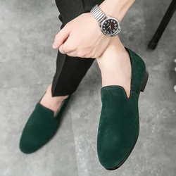 Slip-on men's shoes English small leather shoes frosted pointed lazy shoes men's hair stylist leather shoes flip fur beans shoes