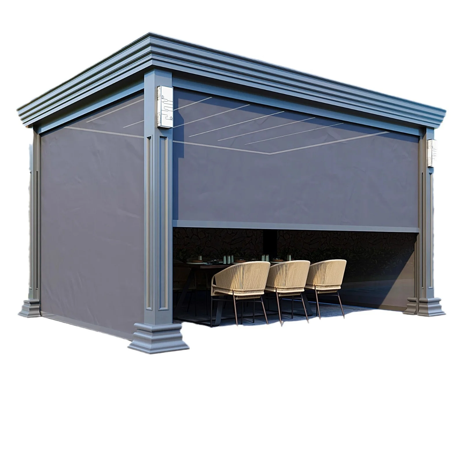 Stylish Durable Aluminum Alloy Gazebo Modern Electric Sunshade Louvered Outdoor Pavilion for Garden Villa Courtyard Yard