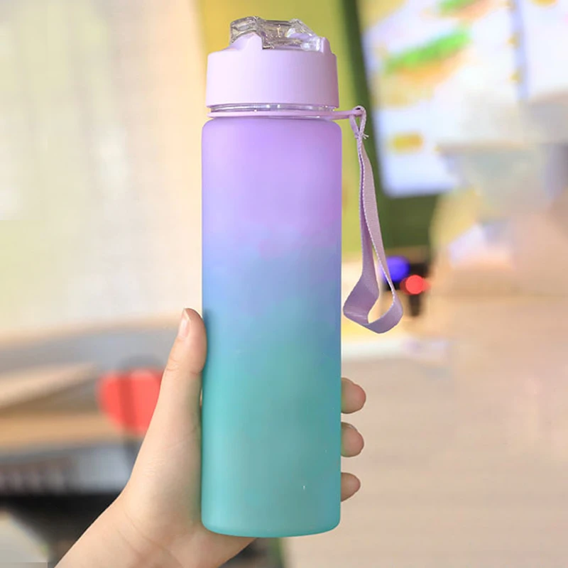 750ML Mashas and The Bear  Gradient Color Water Cup Popular Print Girls Drinking Bottle Women Outdoor Portable Strawing Bottles view 2