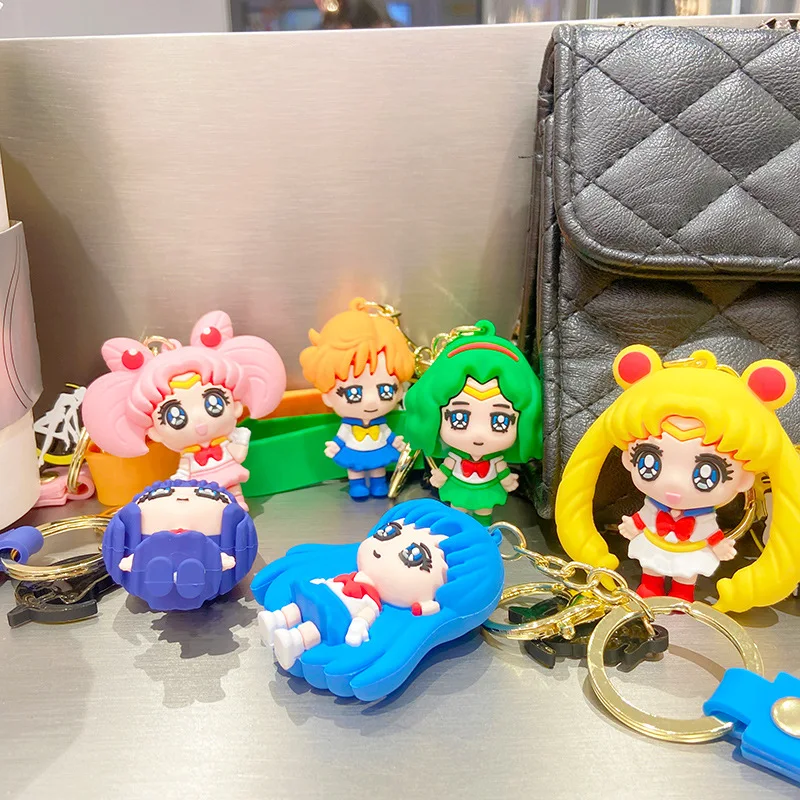 6 Style Kawaii Japanese Anime Sailor Moon Keychain Cute Car Key Ring Dolls Pendant Bags Ornaments Holiday Gifts for Friends