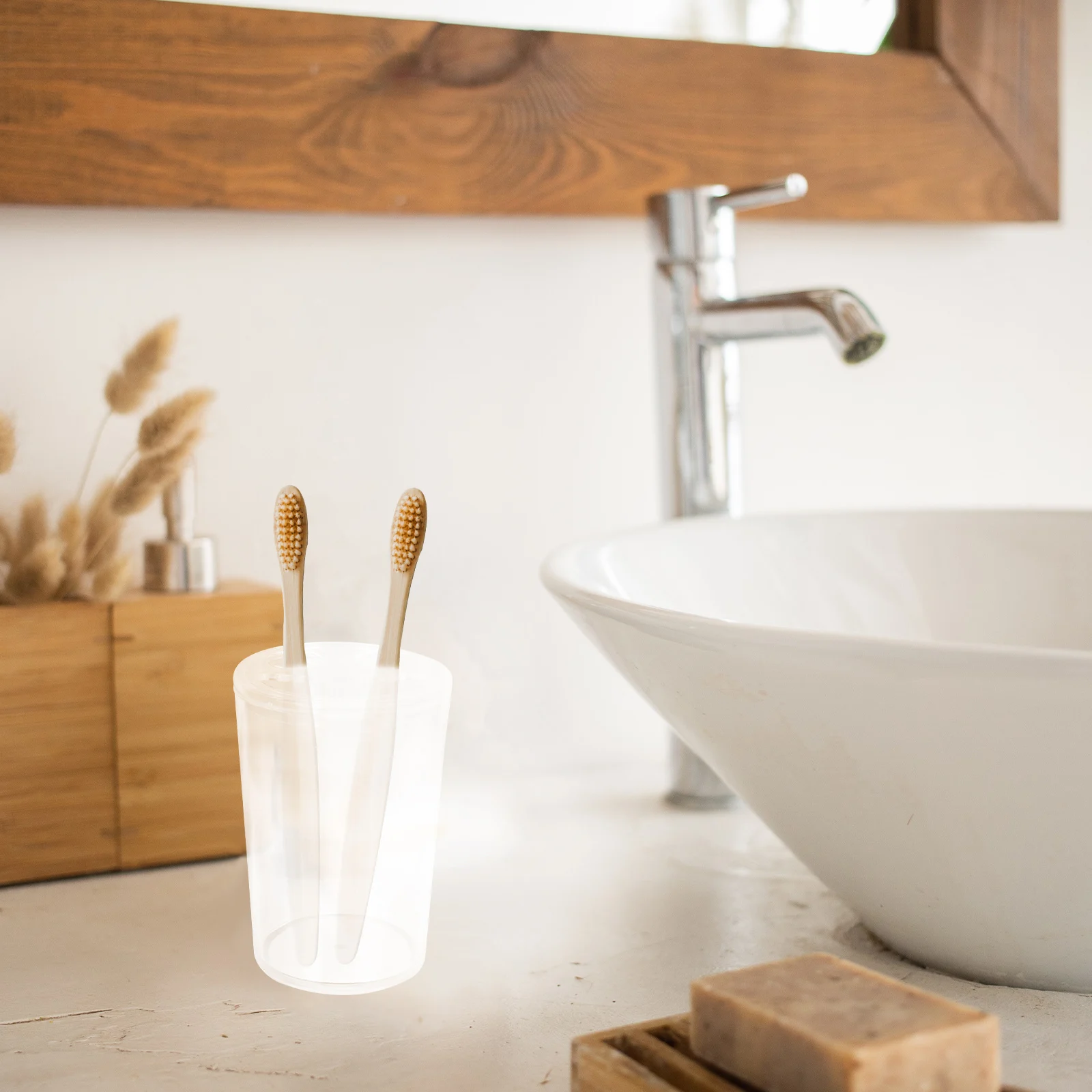 

1Set Bathroom 4-Piece Set Plastic Toothbrush Cup Cotton Swab Box Hand Bottle Storage Household Bathroom Supplies