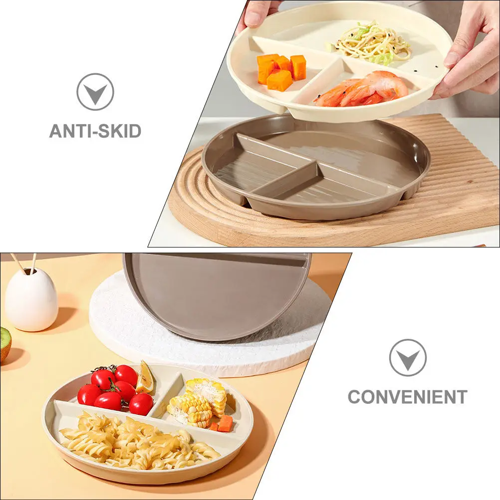 

2Pcs Separated Eating Plate Compartment Dish for Meal Prep Portion Control Non-Marking Design Ideal for Sandwich Grill Fish