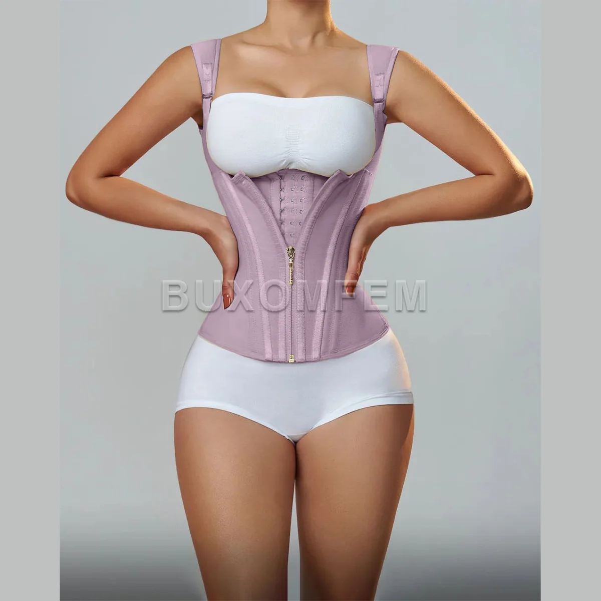 Fajas Colombians Girdles with Row Buckle and Zipper Unique Postpartum BBL Corset Binder Waist Body Shaper for Women Post Surgery