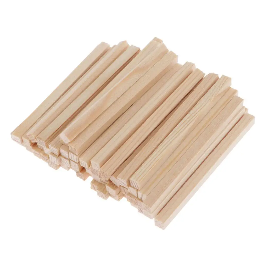 50er Pack Holzstäbchen Holzstücke Holzstab für Modell DIY Handwerk