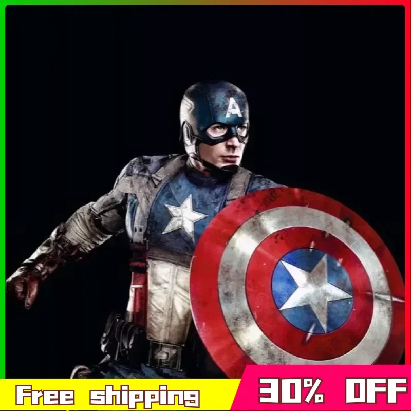 

60cm Marvel The Avengers Anime Figures Steve Rogers Shield Cosplay Props Weapon Wood Material Samurai Sword Model Gift Toys Game