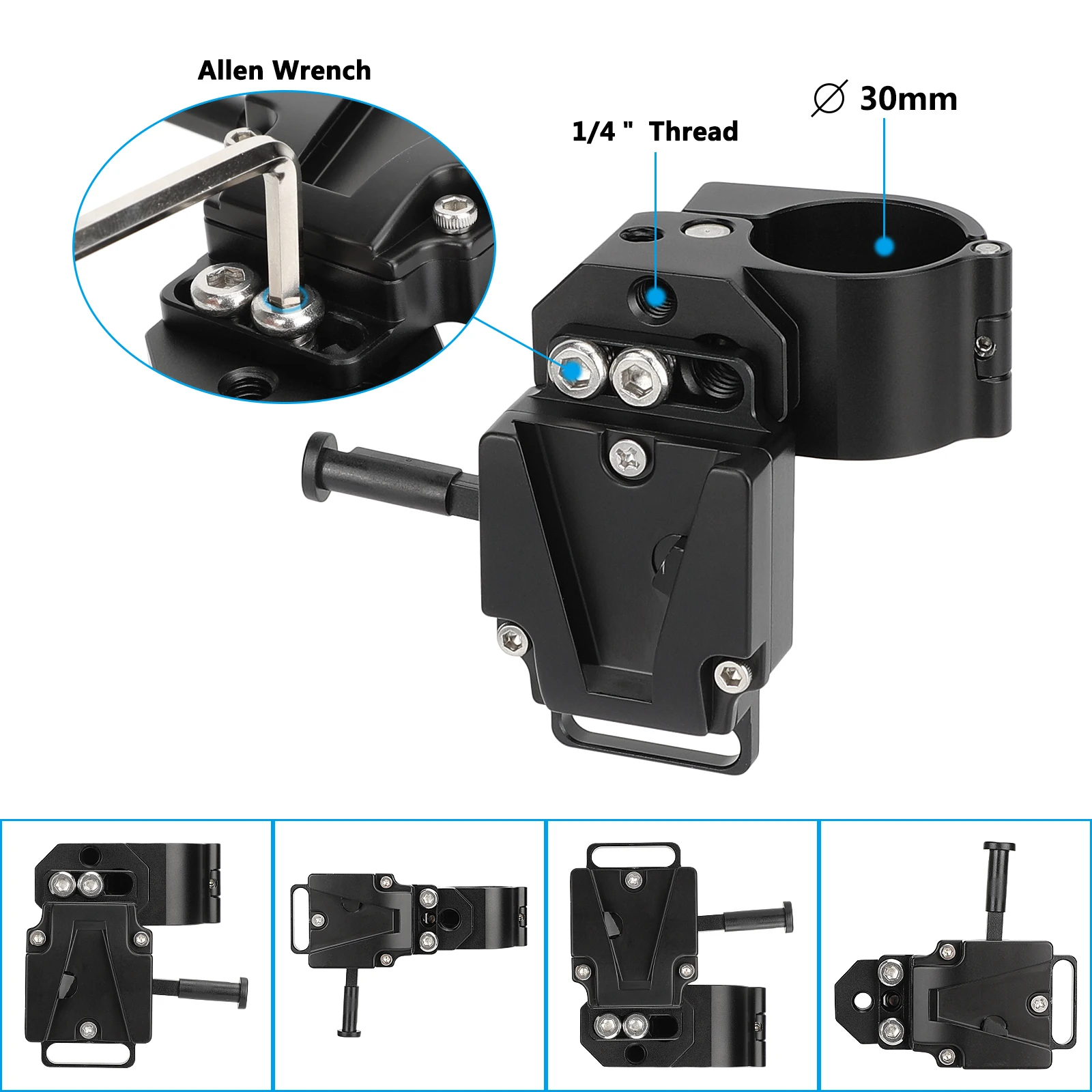 KAYULIN 30mm Rod Clamp with  Quick Release V-Mount Plate For DJI Ronin Handlebars/Rods/Tubes DSLR Camera