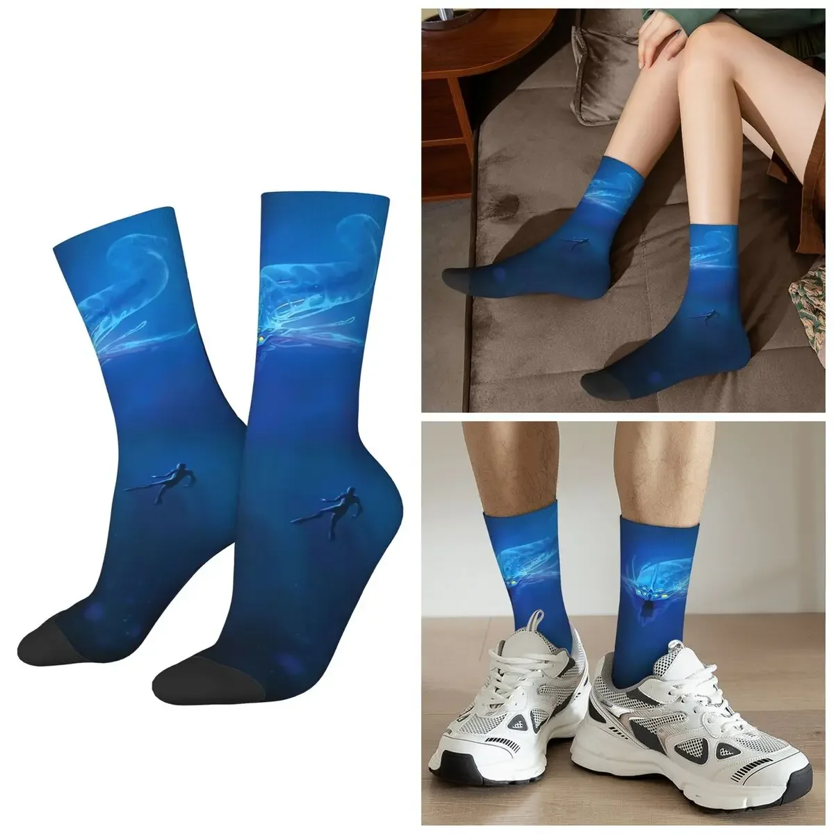 

All Seasons Subnautica - Ghost Leviathan Socks Harajuku Crew Socks Sweat Absorbing Stockings for Men Women Valentine's Day Gifts