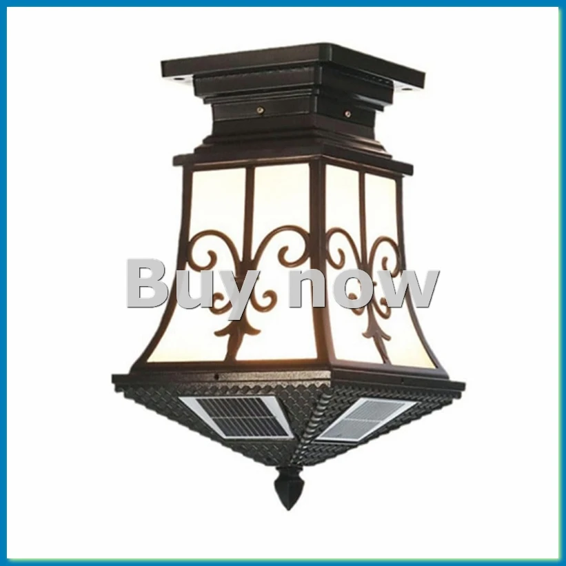 LED Solar Post Light Outdoor Dusk to Dawn Outdoor Solar Lamps Solar Pillar Light Vintage LED Exterior Lighting Fixture-ABHG