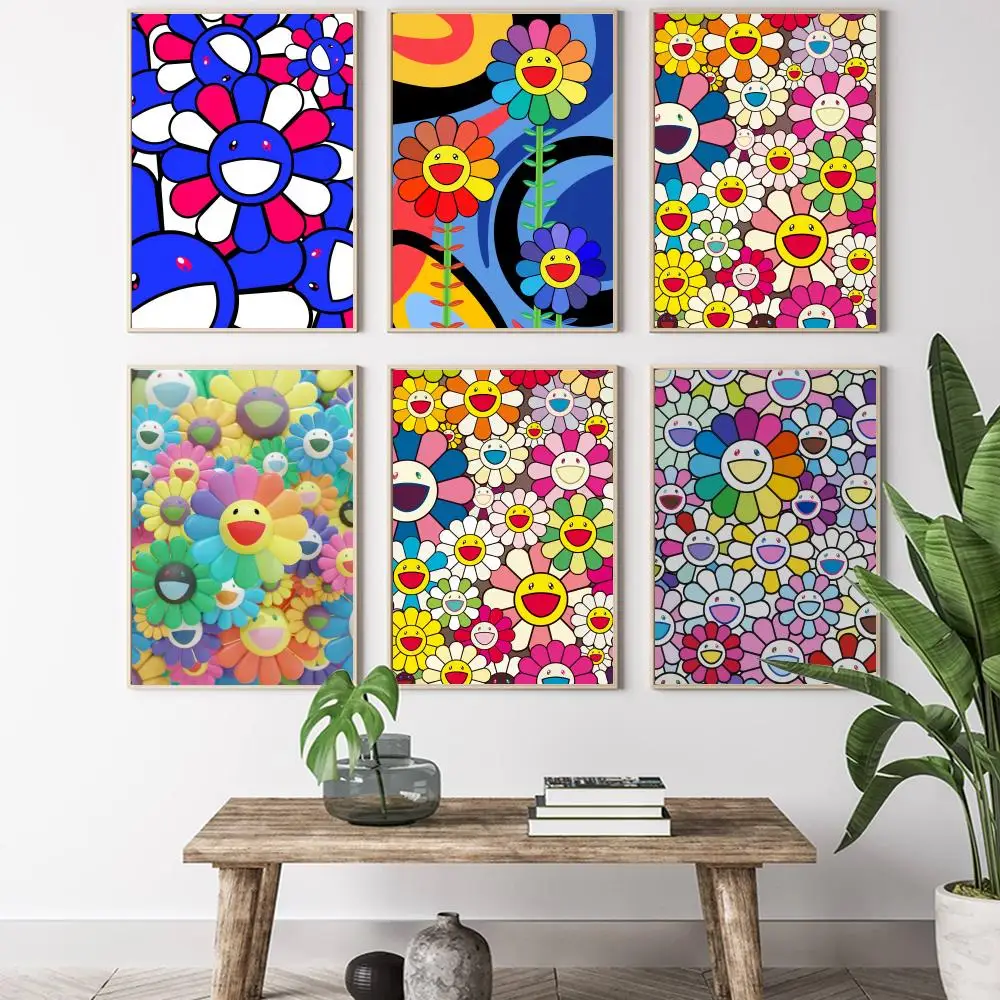 M-Murakami T-Takashi Flower  Calligraphy HD Canvas Poster living room bedroom bar aesthetic decoration