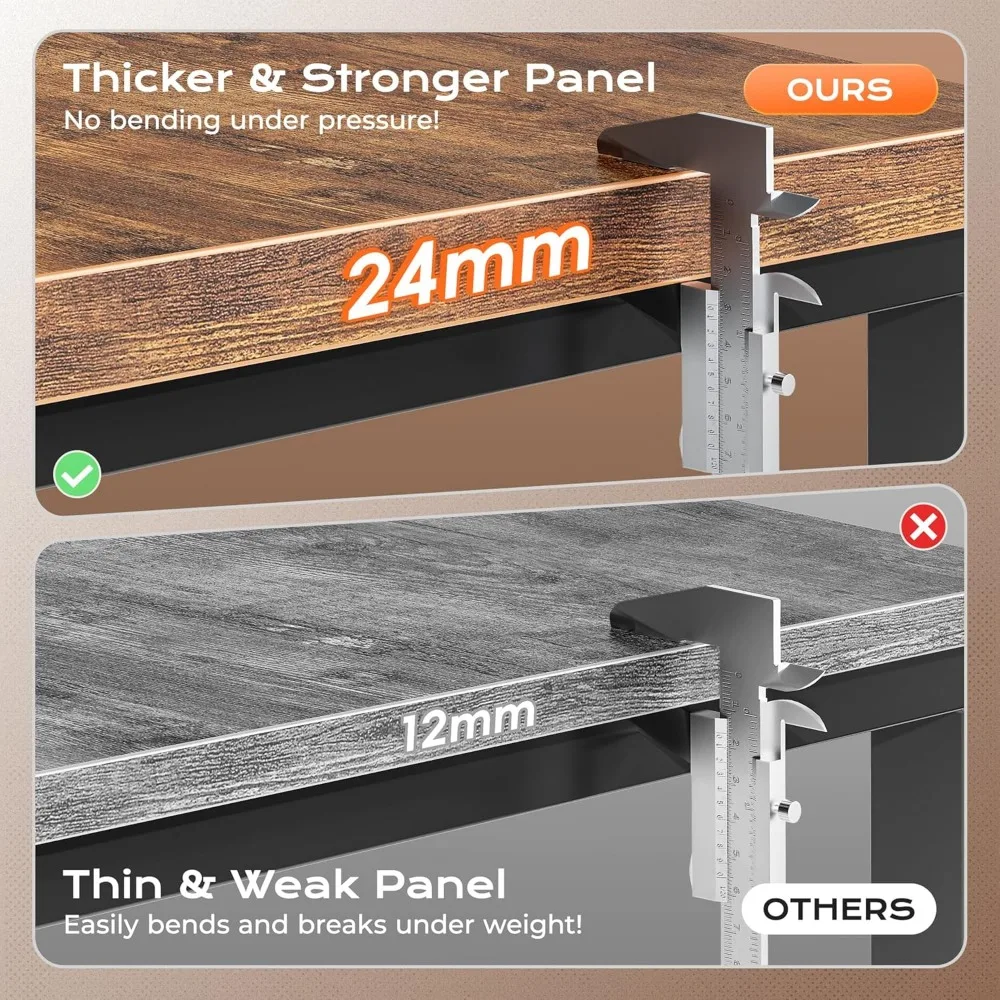 مكتب ألعاب أكبر مقاس 63 بوصة على شكل حرف L مع سطح مكتب سميك 0.95 بوصة، مكتب زاوية قابل للعكس لإعداد الكمبيوتر القوي #4