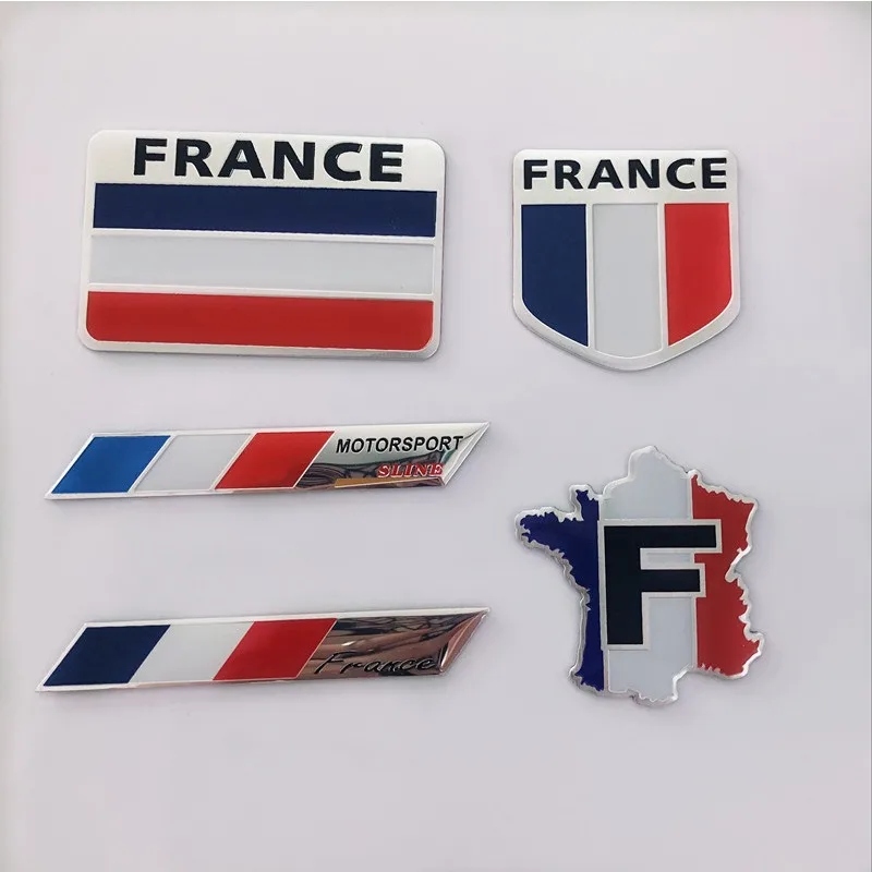 High-Quality Modification Metal Car Stickers France Flag Body Decoration Scratch Covering Aluminum Mounting Accessories