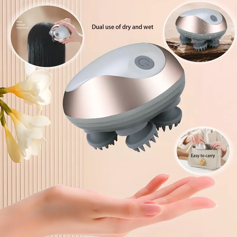 BABZ-جهاز تدليك اهتزاز العجن متعدد الوظائف-قابل لإعادة الشحن مدلك فروة الرأس الأخطبوط الصغير لترقية الرأس المقاومة للماء