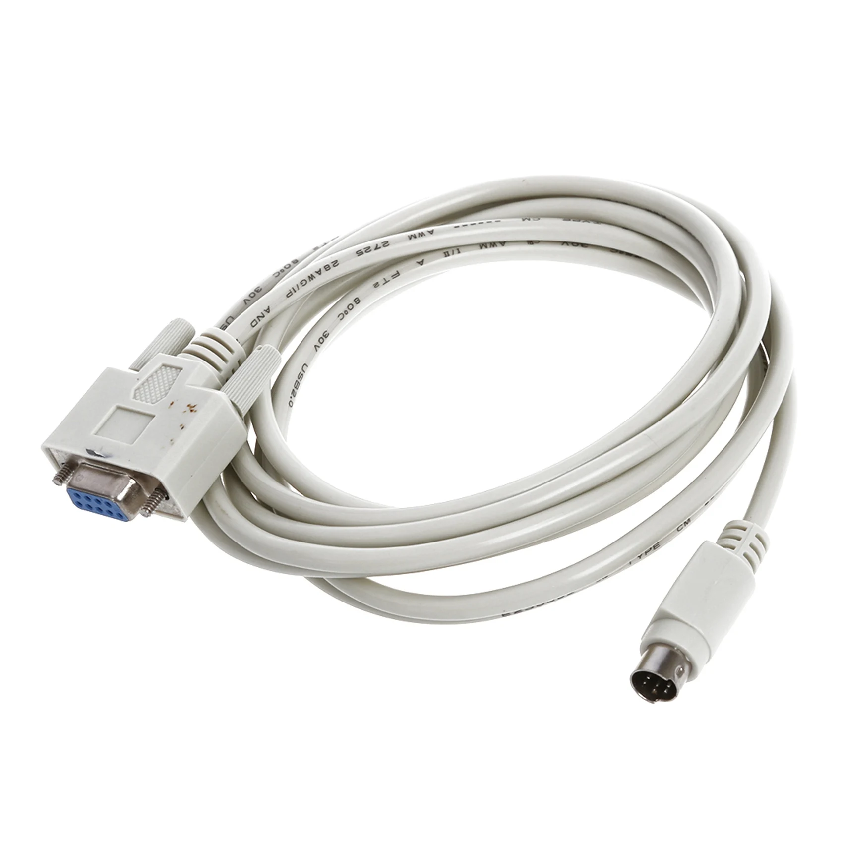 5X DB9P To 8P Mini Din RS232 Download Cable White 8.2 Ft For PLC DVP-EH