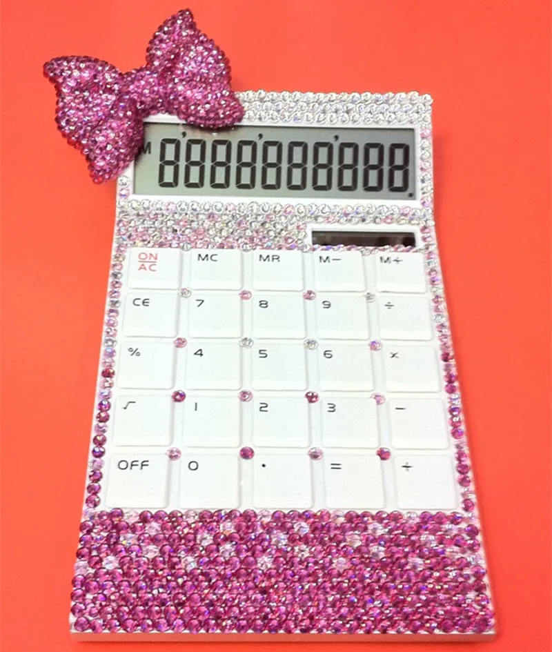 Calculator  diamond inlaid bow gradually changing color Calculator  inlaid office stationery Calculator