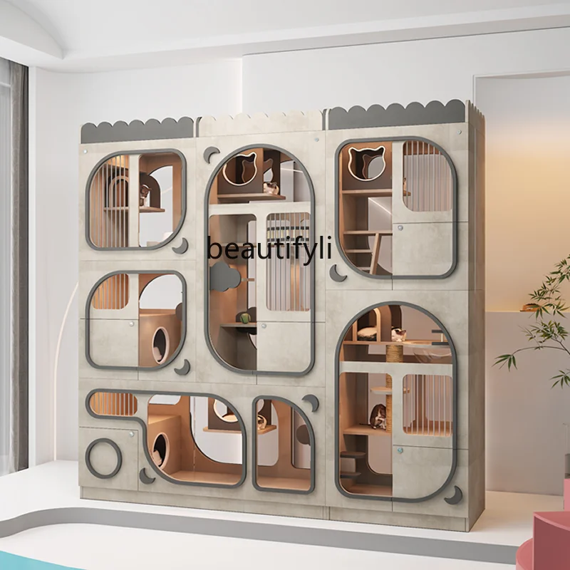 

Modern Cat Cabinet Indoor Toilet Cat Climbing Frame Cat Villa Double-Sided Glass Display Cabinet