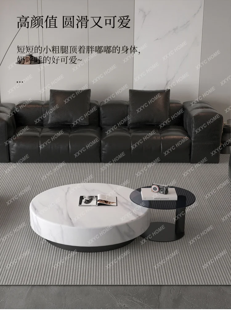 

Minimalist coffee table living room household round marble light luxury high sense, design creative coffee table
