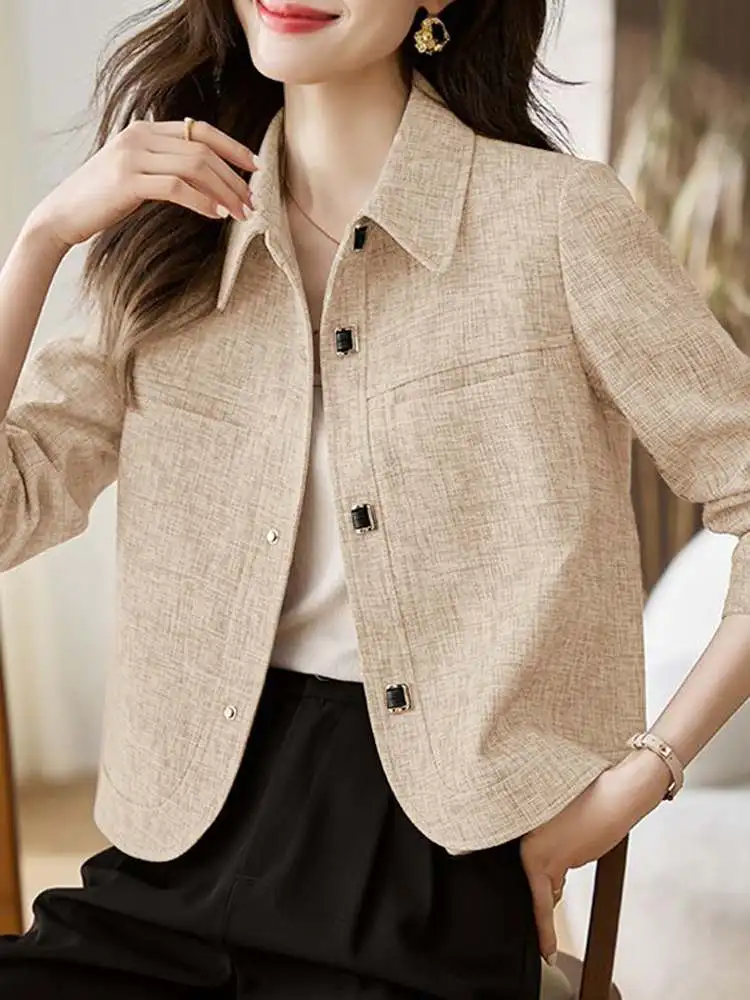 

ZANZE Elegant Women Coats Spring Casual Long Sleeve Lapel Neck Blouse Casual Office Ladies Outwear Fashion Jackets Female Shirt