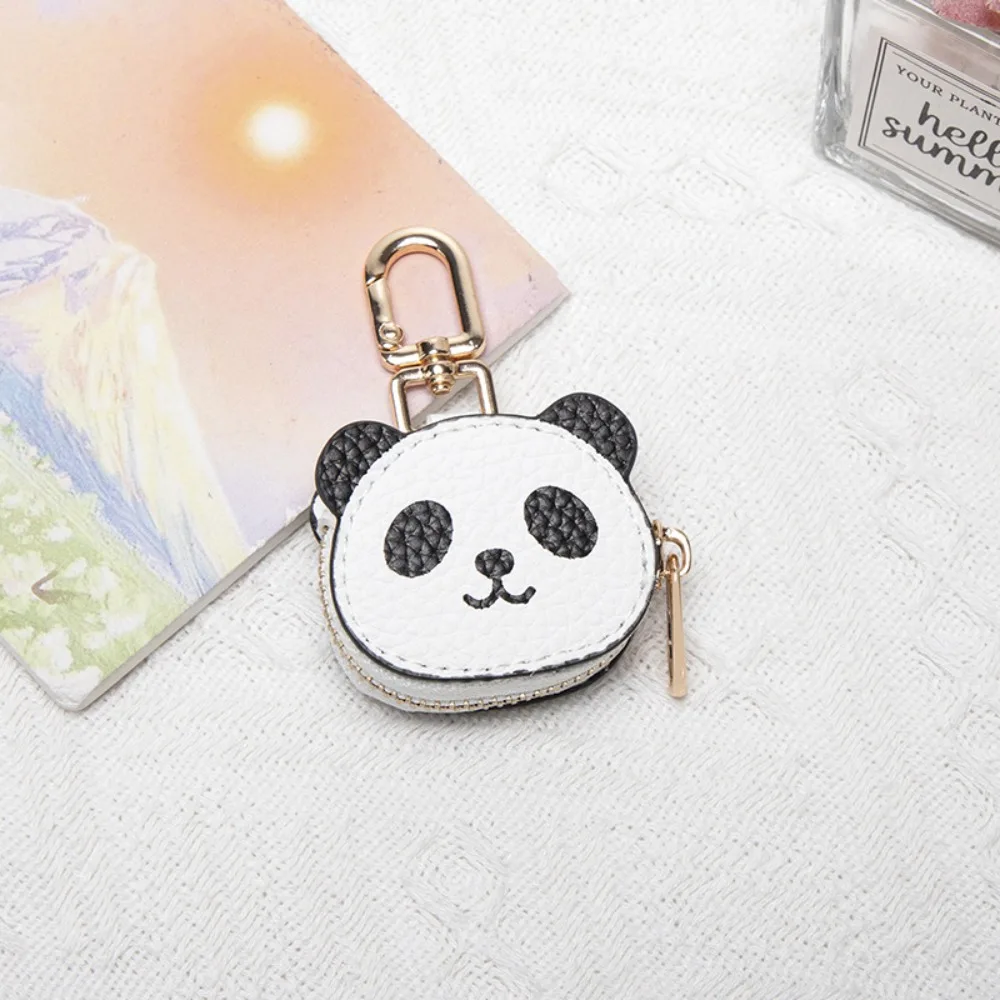 

Creative Cute Panda Keychain Coin Bag Zipper PU Leather Pendant Keychain Purse Money Bag Keychain Outdoor